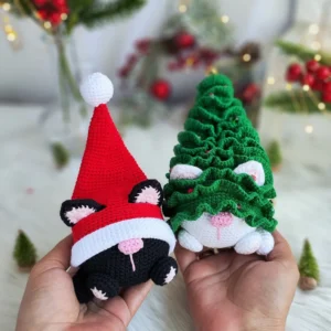 Receita Gato Natalino Amigurumi