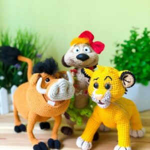 Receita Timão,Pumba e Simba Amigurumi