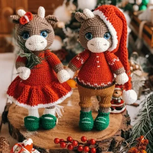 Receita Touro Vaca Natalina Amigurumi