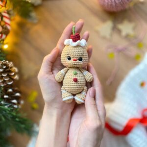 Receita Mini Boneco Gengibre Natalino Amigurumi