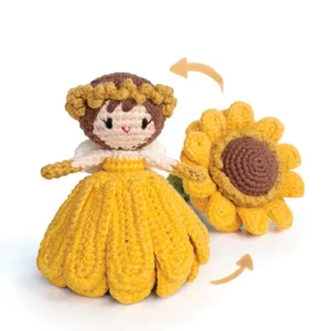 Receita Boneca Girassol Reversivel Amigurumi
