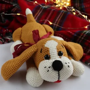 Receita Cachorro deitado Amigurumi