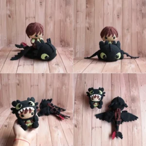 Receita Banguela + Menino Soluço Amigurumi