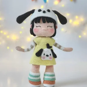 Receita Boneca Fantasia de Cachorro Amigurumi