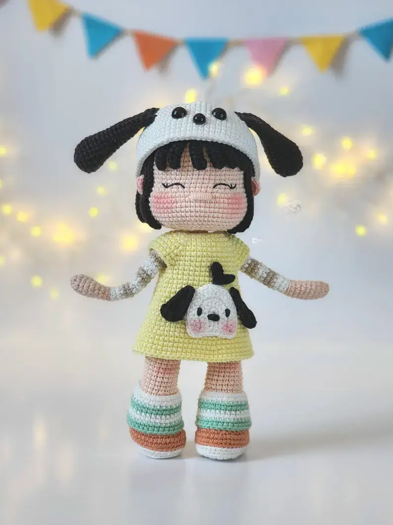 Receita Boneca Fantasia de Cachorro Amigurumi 1 Receita Boneca Fantasia de Cachorro Amigurumi